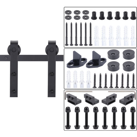Schuifdeurset 6.6FT/200CM zwart, rustiek, geschikt voor één deur Schuifdeurset 6.6FT/200CM zwart, rustiek, geschikt voor één deur