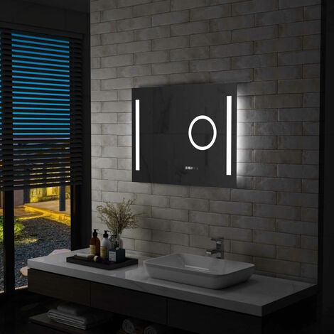 Specchio led tondo Ø 80 cm con cornice nero opaco e sensore touch-screen