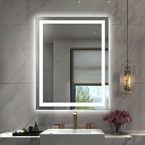 Specchio da bagno a LED Specchio da parete a semicerchio con luce a 3  colori, bianco caldo 3000K-6000K, pulsante a sfioramento dimmerabile,  funzione antiappannamento, 20/23,5/27,5/ : : Casa e cucina