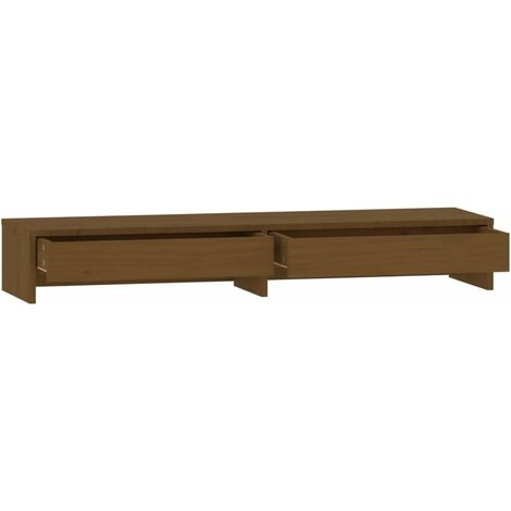 Supporto per Monitor e Rialzo per Schermo per Computer in Legno con 2  Cassetti 100x27x15 cm - Marrone