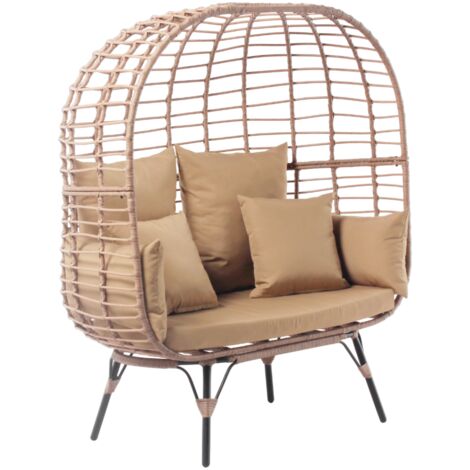 Sessel mit 2 Plätzen aus Rattan-Effekt-Harz JANE