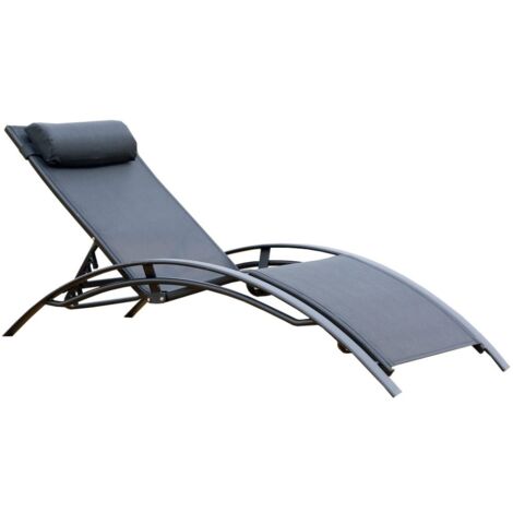 Stapelbarer und verstellbarer Liegestuhl aus schwarzem Aluminium BAHIA