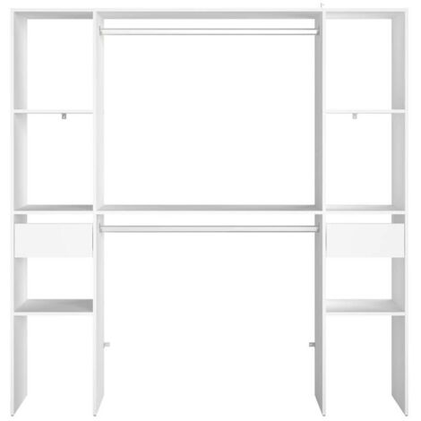 LOKEME Tragbarer Kleiderschrank – Mit 3 Kleiderstangen, 6 Ablageflächen & 4 Seitentaschen, Grau, 132x45x170 Cm