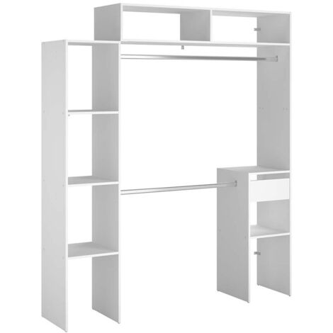 Tragbarer Kleiderschrank Mit 4 Schubladen & 4 Kleiderstangen – 170 Cm Hoch, Braun, Leicht Aufzubauen