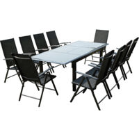 Gartentisch und 10 Stühle aus grauem Aluminium RAVENNE