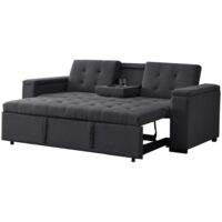 Sofa-Bett mit 3 Plätzen in dunkelgrauem Stoff NOHO