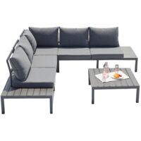Gartenmöbel-Set mit 5 Sitzplätzen aus dunkelgrauem Aluminium FIRA