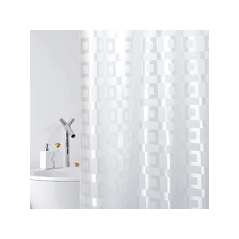 Tenda Da Doccia PEVA 180x180 Cm Con 12 Ganci – Modello Quadrati Grandi, Extra Lunga, Antimuffa, Lavabile, Bianco/nero - 4