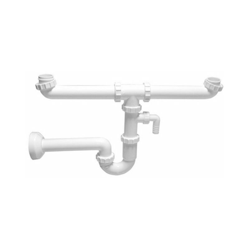 Sifone Per Lavello In Polipropilene - Attacco 1"1/2 - Scarico A Muro 40 Mm - Bianco - Foto 12