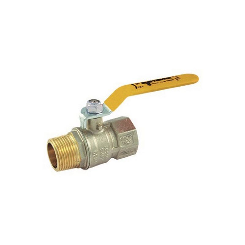 Valvola A Sfera Per Gas 3/8'' Con Filettatura Svasata Maschio - Corpo In Ottone Forgiato, Leva Gialla, Omologata CSA - 2