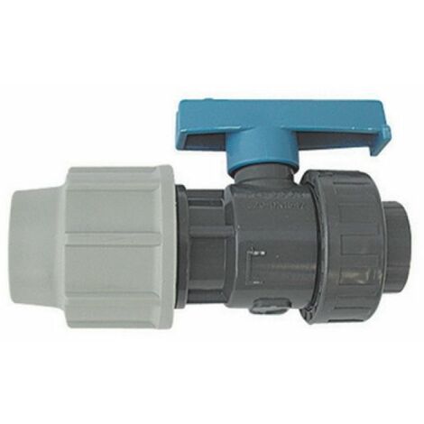 Pipestation - 2 valvole a sfera a leva (15 mm), foro completo con manico rosso e blu, valvola a compressione