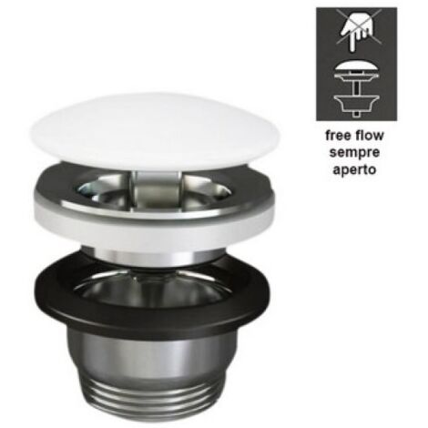 Tappo Scarico Lavabo In Ceramica Cromato - Senza Troppopieno, Bianco - Foto 5