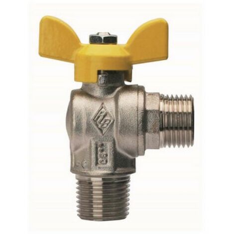 VALVOLA A SFERA PER GAS A SQUADRA, FIL. MASCHIO CON ATT. MASCHIO 1/2" x 1/2"