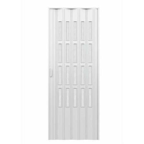 PORTA D'ARREDO PER INTERNO A SOFFIETTO CON VETRO NIAGARA BIANCO cm 100 x 214