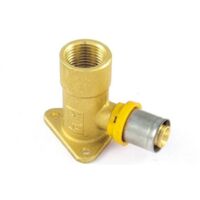 RACCORDO PER GAS CURVO FEMMINA CON FLANGIA 3 FORI 20 x 1/2"