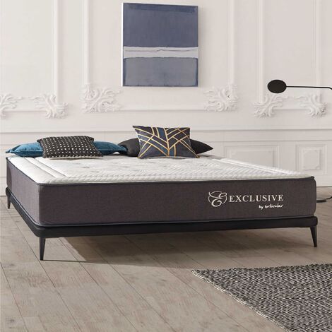 Matelas à Ressorts 140x200 cm - Exclusive  - Matelas Ressorts Ensachés Hybrid, Multicouches Mousse à mémoire de forme HR + Blue Latex, Confort Mi-Ferme, Épais 24 cm