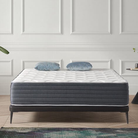Matelas 180x200 cm - Aura - Matelas Ressorts Ensachés Hybrid, Mousse mémoire HR, Blue Latex,  Équilibré, Réversible, Très épais 30 cm