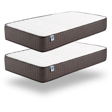 Pack de 2 matelas Titanium 70x190 cm - Soutien Blue Latex - Mousse à  mémoire de forme HR - Noyau de polyuréthane - 7 Zones de Confort - Tissu 3D Respirant - 26 cm