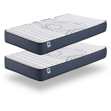 Pack de 2 matelas Perfect Sleep 80x200 cm - Soutien Blue Latex - Mousse à  mémoire de forme HR - Noyau de polyuréthane - 7 Zones de Confort - Tissu 3D Respirant - 15 cm