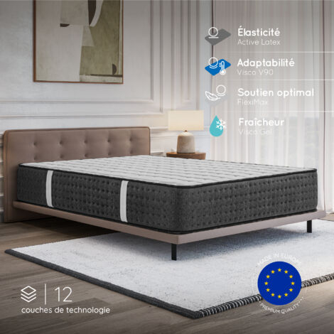 Matelas EQUINOX 160x200 cm-Mémoire de Forme-Mousse HR 35 kg-Latex-Confort-ferme-Réversible-30 cm (1/5)