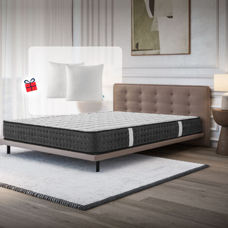 Matelas EQUINOX 90x190 cm-Mémoire de Forme-Mousse HR 35 kg-Latex-Confort-ferme + 2 oreillers 60x60cm offerts (1/5)
