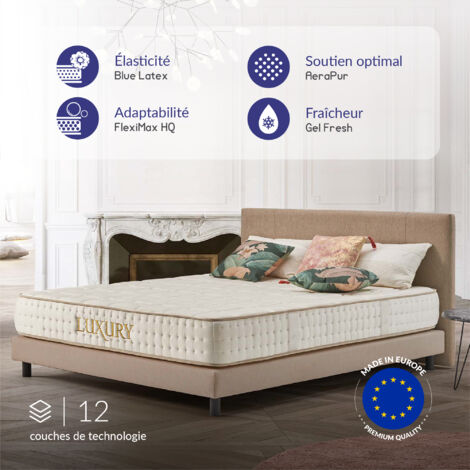 Matelas Luxury 180x200 Mousse à Mémoire de Forme HD - Épais 26 cm - Accueil Latex + HR - 7 Zones Grand Confort (1/4)