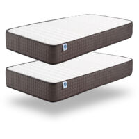Pack de 2 matelas Titanium 80x200 cm - Soutien Blue Latex - Mousse à mémoire de forme HR - Noyau de polyuréthane - 7 Zones de Confort - Tissu 3D Respirant - 26 cm