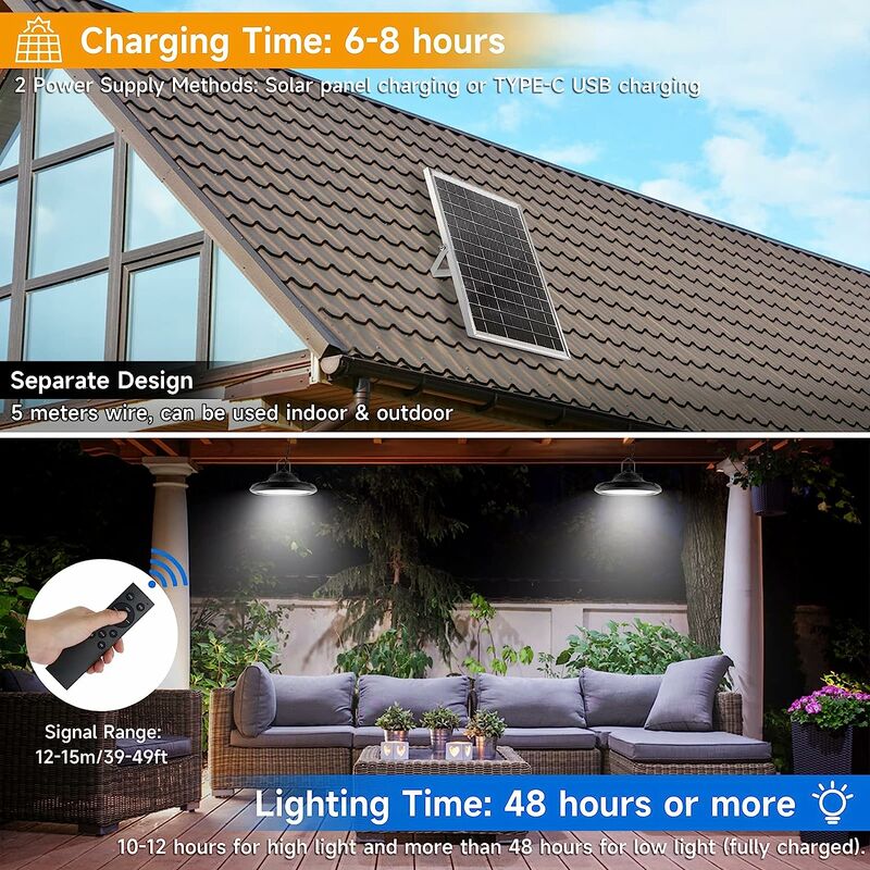 Potente farola Solar dividida, luz Led impermeable para exteriores, jardín,  casa, Control remoto, iluminación de patio