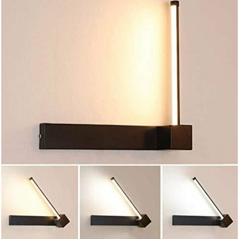 Lámpara de Pared LED Moderna de 7W Lampara Pared Giratoria de Metal Negro 330 ° 3000K-6000K, Adecuada Para Pasillo, Bar, Restaurante, Dormitorio