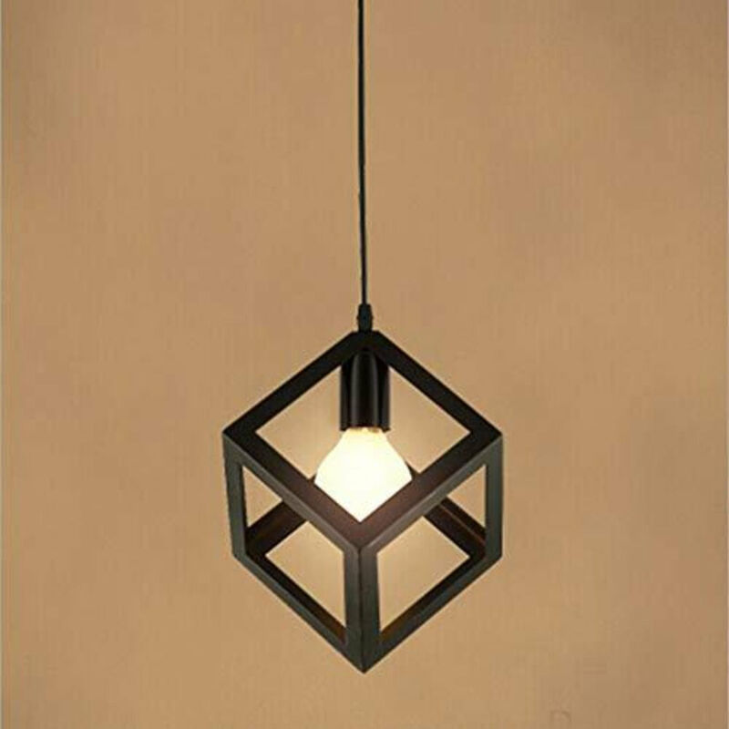 Cubo Lámpara Colgante de techo vintage iluminación industrial luz moderna creativa negro metal loftcocinacomedordormitorio e27 ac 220–240v