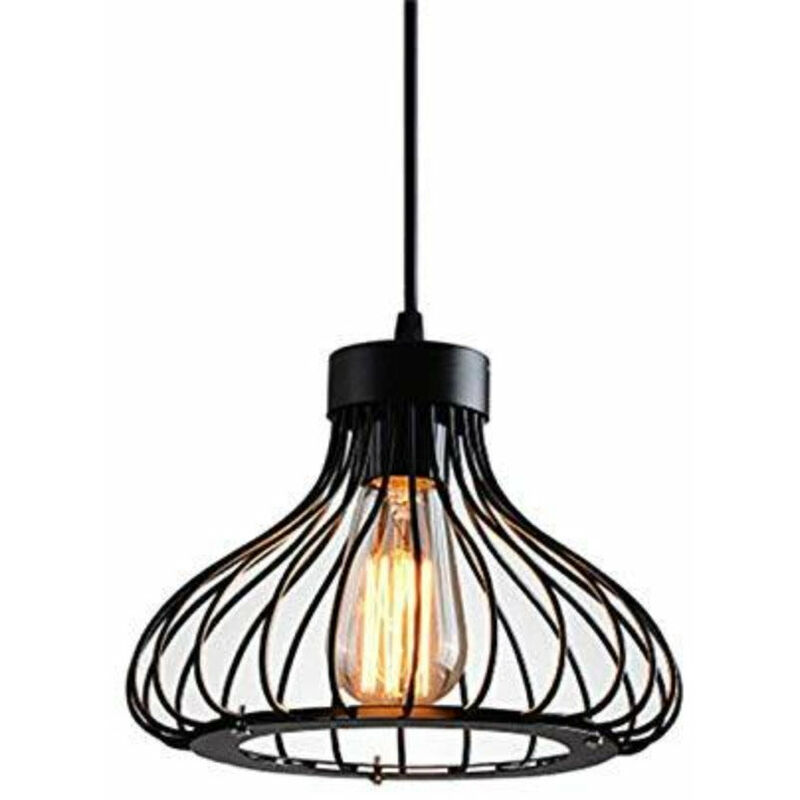 Industrial Vintage Lámpara Colgante, Metal Luz Lámpara de Techo Iluminación Colgante, E27 Lámparas de Araa Pasillo Porche, Negro, 23cm