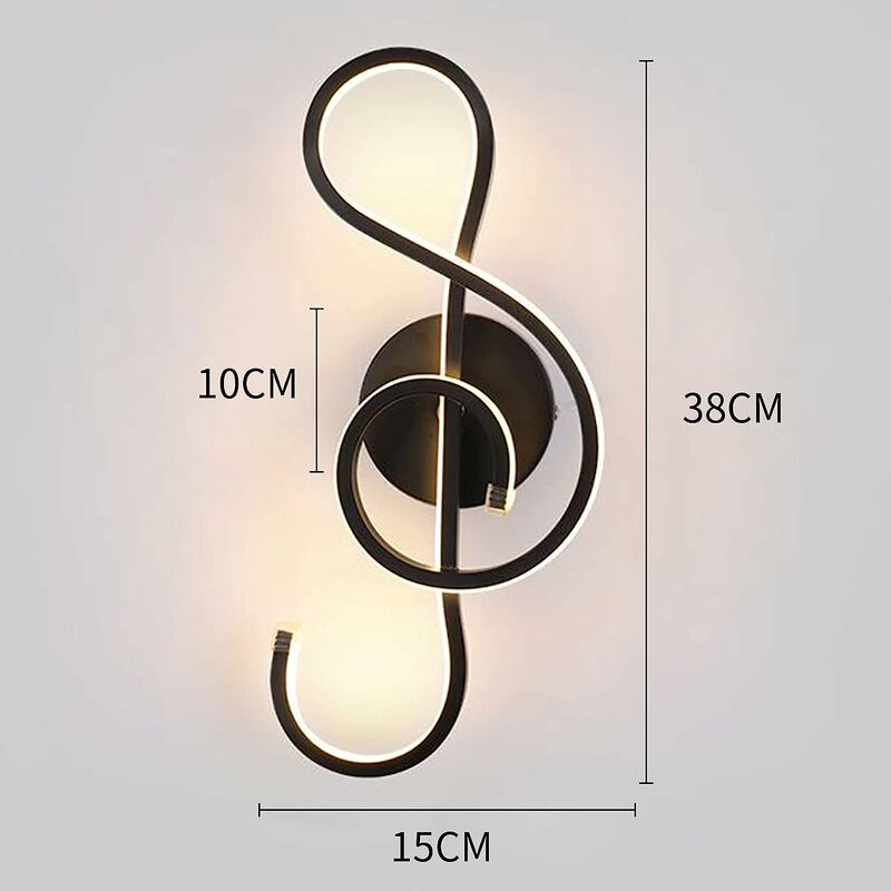 Creativo Moderno Lámpara de Pared LED, Diseño de Clave de Sol, Aplique Pared  Led Interior Lámpara