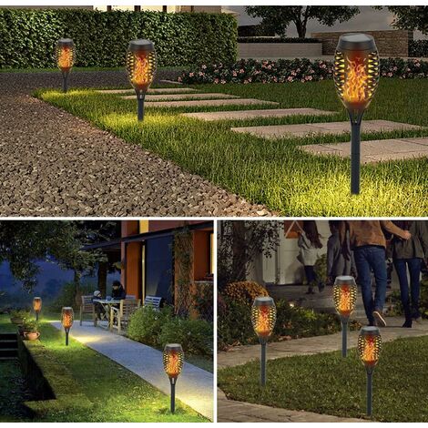 Luces de llamas Solar Exterior, 2 pack de luces solares led exterior  jardin, IP65 impermeable LED