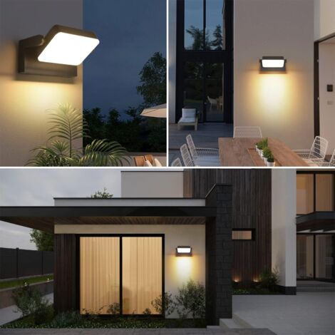 24W Aplique pared Interior iluminación Exterior LED Lampara de Pared  Moderno Blanco Cálido 3000K Apliques Pared Impermeable IP65 Ángulo  ajustable Luz Pared Aluminio Negro para Terraza Jardines Balcón :  : Iluminación