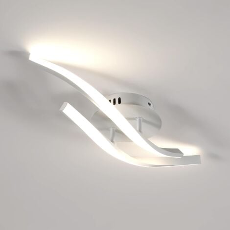 Lampara de techo LED lampara de techo ondulada con 2 luces curvas lampara de techo moderna de 16 W para sala de estar dormitorio cocina comedor luz blanca neutra 4500 K