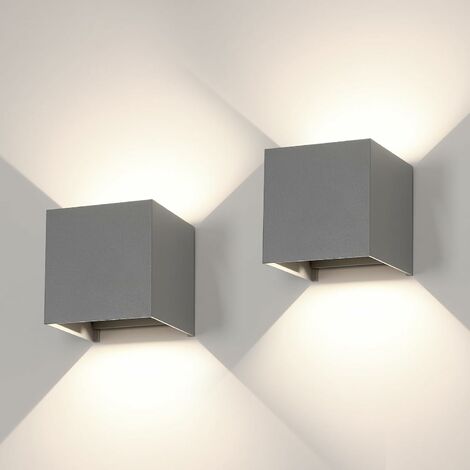 Lámpara de pared LED de 2 piezas Apliques de pared para interiores y  exteriores con ángulo ajustable Iluminación de pared para exteriores,  lámpara de pared moderna impermeable IP65 (gris arena) Luz ne