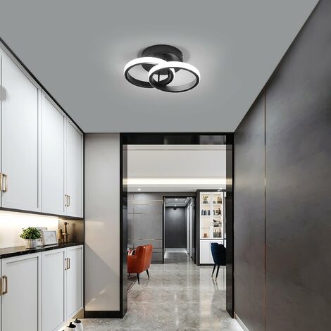 Lámparas LED Cuadrado pequeño Moda nórdica Lámpara de techo negra para  iluminación de pasillo Lámpara de techo Cocina Sala de estar Luz blanca  esía Luz cálida 20W 24CM (Luz blanca esía)