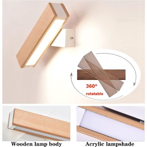 Aplique Pared Interior LED Blanco Lámpara de pared giratoria de 360° Moderna LED Apliques Pared, para Salon Dormitorio Sala Pasillo Escalera, Blanco Cálido 3000K