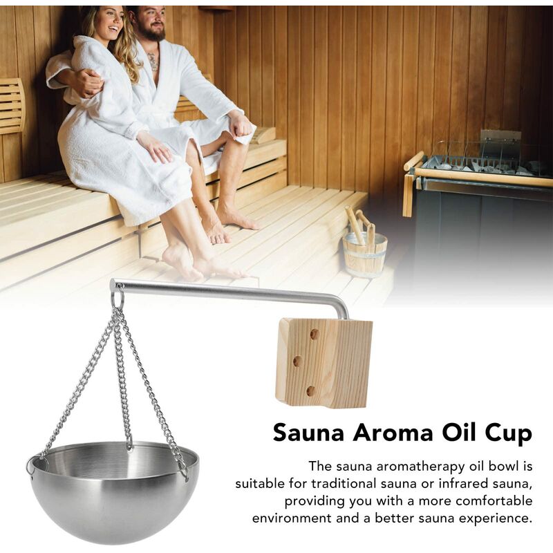 Sauna arôme Tasse d'huile balançoire en Acier Inoxydable Exquis