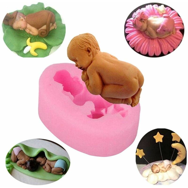 Moules à Fondant en Silicone pour bébé, Moule à Gâteau de bébé Endormi 3D  Décoration de Gâteau de bébé Moule à Gâteau en Silicone Fondant Cuisson  Outils de Bricolage