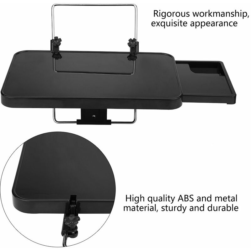 Plateau de support de verre universel pour voiture, plateau de repas de  voiture réglable, support de téléphone portable, bras pivotant à 360 °,  bureau