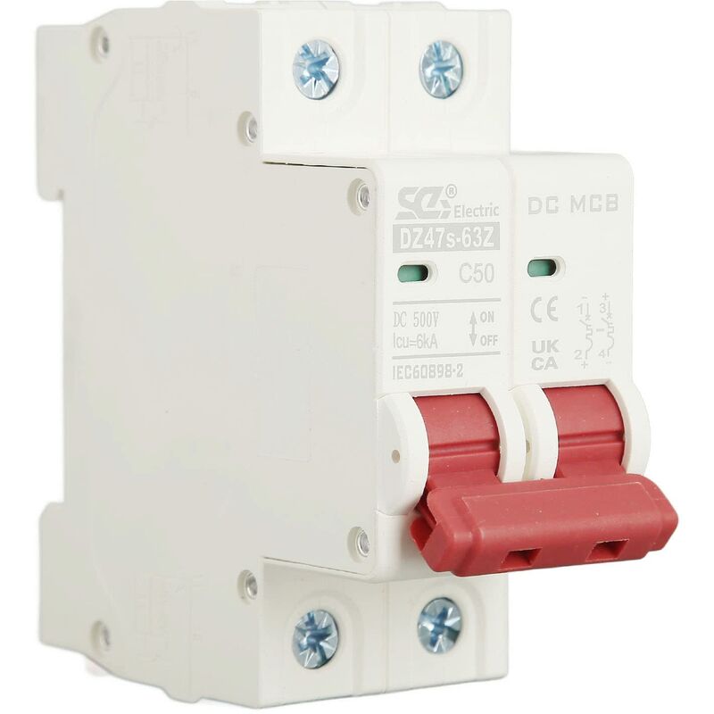 Disjoncteur DC, 2P DC 500V Disjoncteur miniature Installation facile  Protection contre les surcharges pour système d'alimentation(#6)