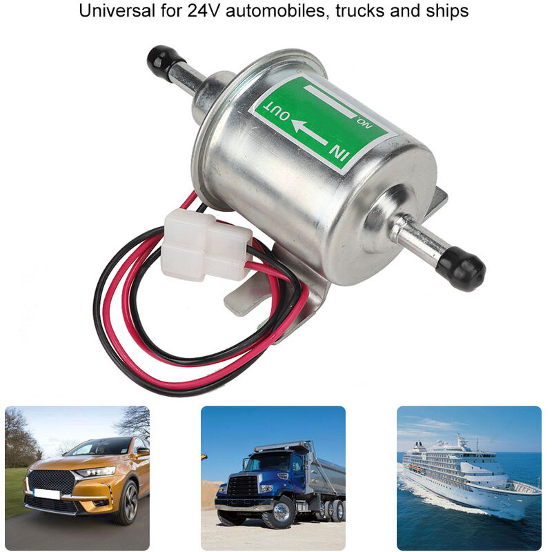  Pompe à carburant électrique universelle, pompe à carburant  électrique pour bateau de voiture 24V Filtre en ligne Pompe à carburant de  voiture de remplacement essence(Mèche)