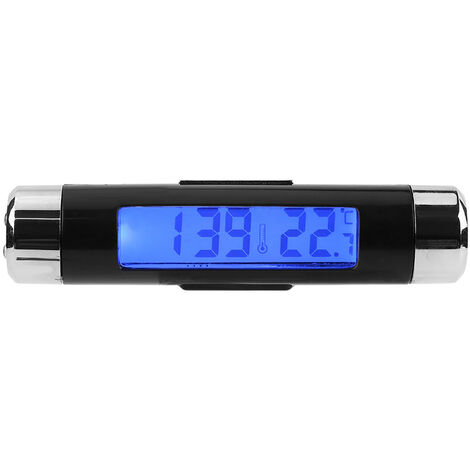 2en1 Voiture Numérique LCD Température Thermomètre Horloge Auto