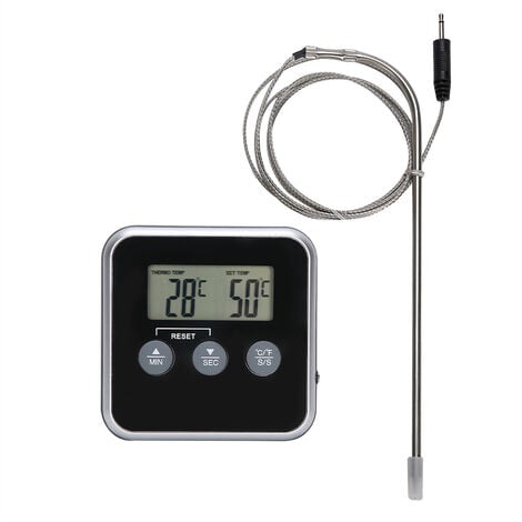 Thermomètre à viande numérique sans fil Thermomètre alimentaire avec  minuterie pour four BBQ Grill Cuisine Cuisson