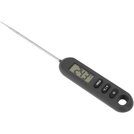 1 Noir Thermomètre Cuisine,Thermomètre de Cuisine à Lecture Instantanée  avec Sonde Longue et écran LCD, étanche IPX6 pour la Cuisson,Patisserie