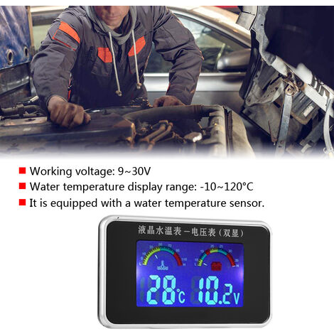 Voltmètre universel de température de l'eau, jauge numérique de voiture  pour camion, capteur de température 10mm, jauge de température d'eau