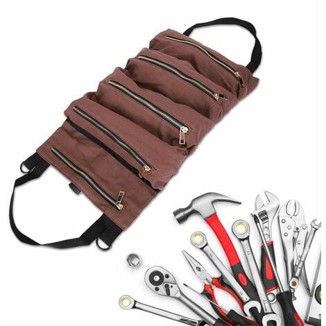 Rouleau à outils en cuir, sac de rangement pour trousse à outils en cuir,  sac de kit en cuir multifonctionnel, sac de kit d'outils de réparation de  vélo - AliExpress