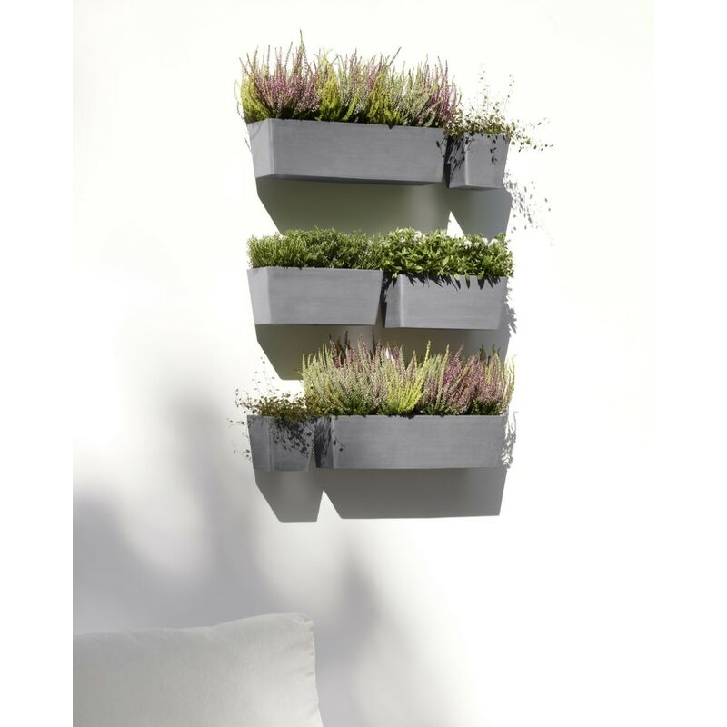 Manhattan Wall L Vaso sospeso grigio - 55 x 17,2 x H. 15 cm - 9,2 L ECOPOTS