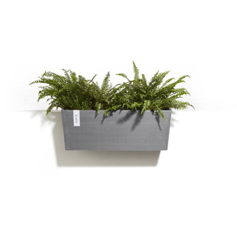 Vaso Rettangolare Ecopots Bruges, Plastica Riciclata, Grigio 25,4 Cm Con Sottovaso Incluso - 2